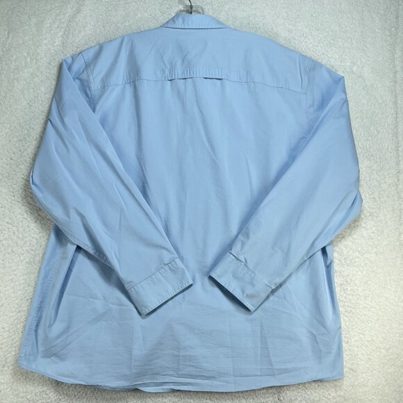 Wrangler Outdoor Vented Mens 2X Long Sleeve Blue Snaps Roll Up Sleeves Pockets - Picture 2 of 8